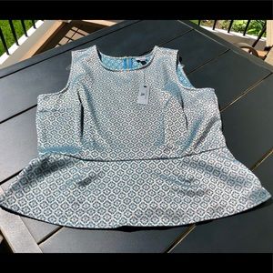 Gold and Teal Sleeveless Blouse